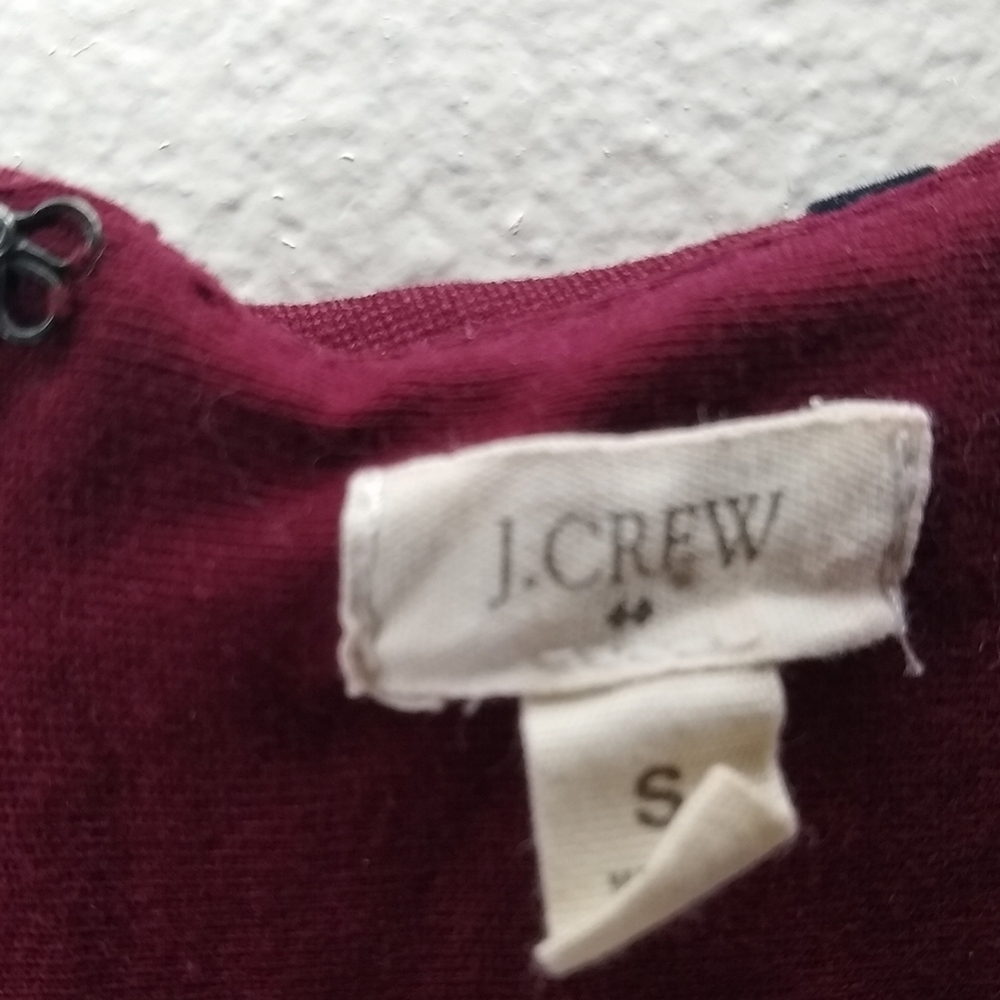 J. CREW FACTORY PONTE MAROON VELVET DOT DRESS SMAL - Picture 3 of 5